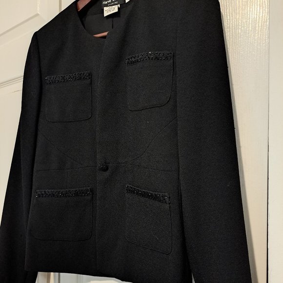 Vintage Black Jacket with Embellised Pockets - Picture 3 of 5